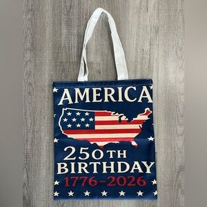 America 250th Birthday 1776–2026 Patriotic Canvas Tote